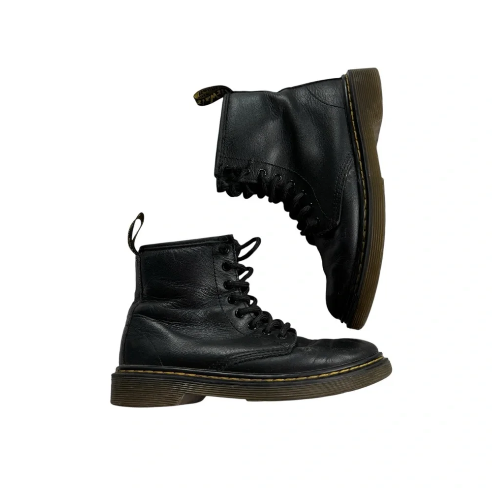 Dr Martens Junior 1460 Softy T Leather Lace Up Combat Boots Black Size‎ 2 EUR 33